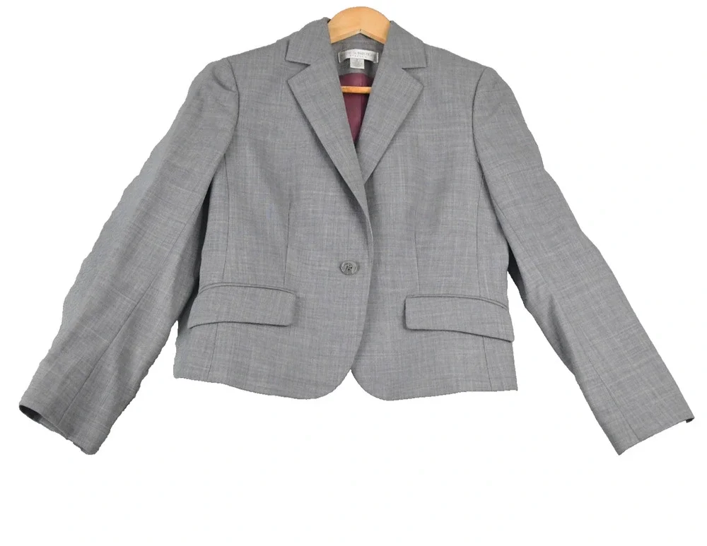 Vtg Petite Sophisticate Gray Blazer 8 Professional Y2K